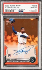 2022 TOPPS NOW AUTO-ORANGE #899E JULIO RODRIGUEZ ROOKIE RC 4/5 PSA 10
