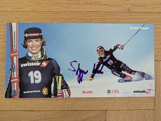 Carte postale dédicacée Nadia STYGER Ski