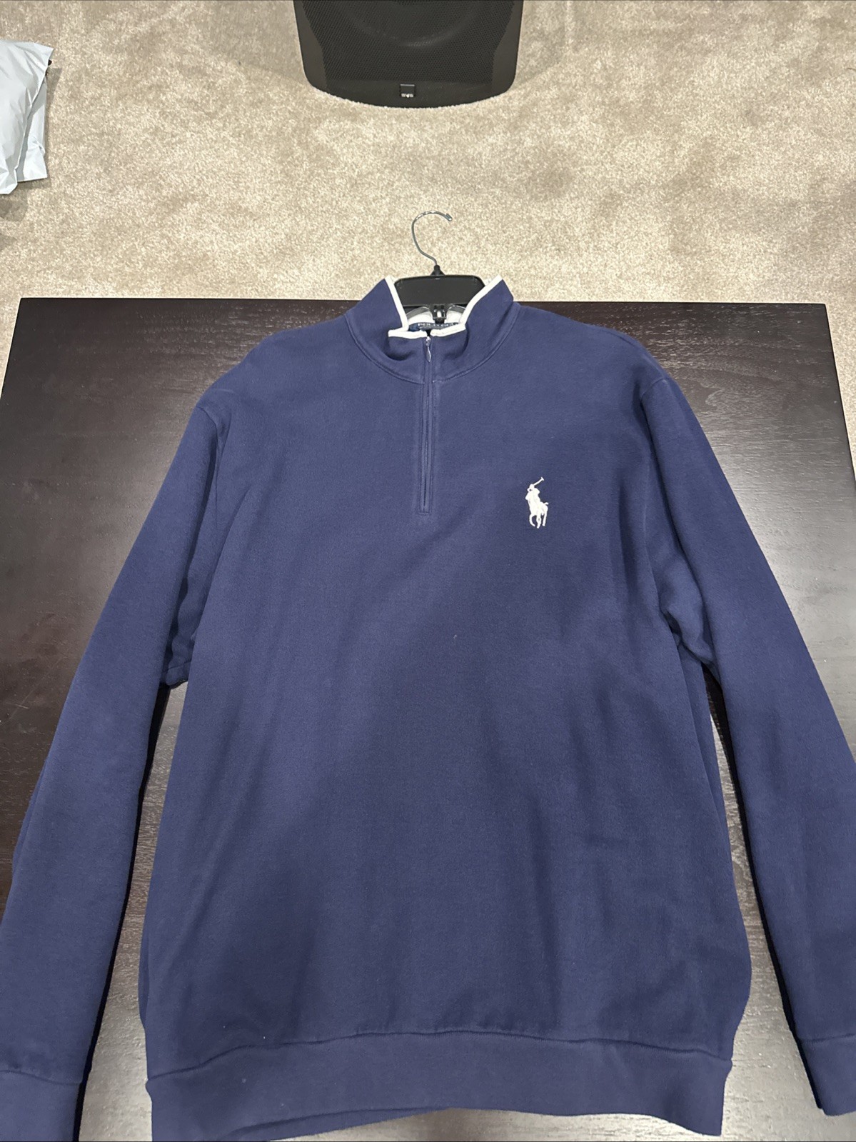 Maglione vintage POLO RALPH LAUREN BIG PONY 1 4 zip UOMO XL BLU