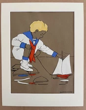 Antique Bess Bruce Cleaveland "Child Life" Poster w/Paper Collage in 11x14 Mat