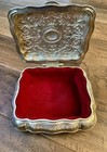 Vintage Elegant Silver Plate Jewelry Trinket Box w/ Red Velvet Lining Victorian  — photo 2