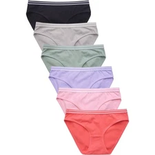 Mamia Women's Soft Breathable Cotton Bikini Brief Panties, Pack of 6