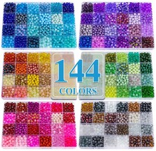 About 7200PCS 6mm Glass Beads Bracelet Making Kit,144 Assorted Colors Crystal...