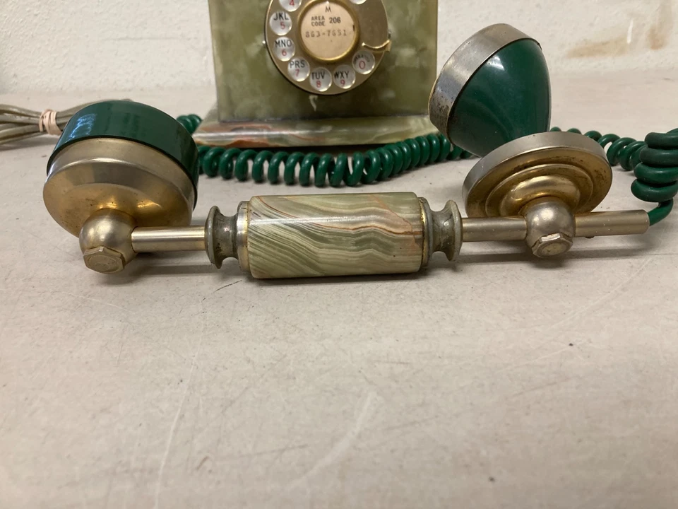 Teléfono de marcación telefónica rotativa de alabastro de mármol ónix de colección Foto 4 de 4