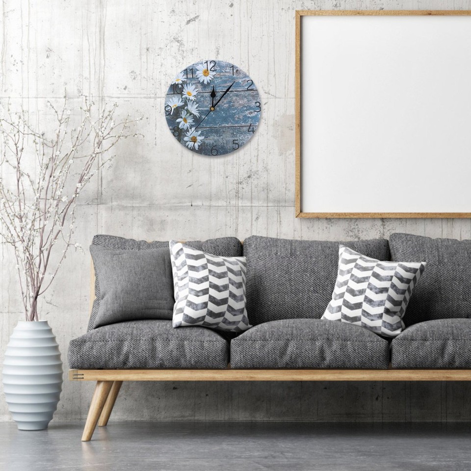 Sunflower Wall Clock Round Wall Clock Daisy Wall Clock Kitchen Decor