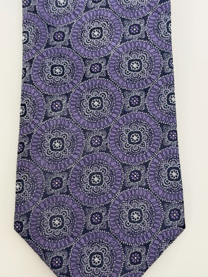 Corbata ajustada de diseñador PAISLEY púrpura mezcla seda SADDLEBRED para hombre Foto 2 de 3