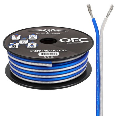 Skar Audio Elite 14 Gauge Oxygen-Free Copper Speaker Wire - 30 Feet (Blue/White)