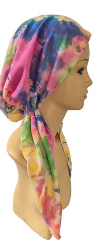 Envoltura para el cabello bufanda de quimioterapia Michel preatada. Tela tie dye Head Covereing - Imagen 4 de 12