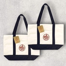 2 Trader Joe  s Bag Canvas Reusable Heavy Cotton Basic Style Shopping Navy Large