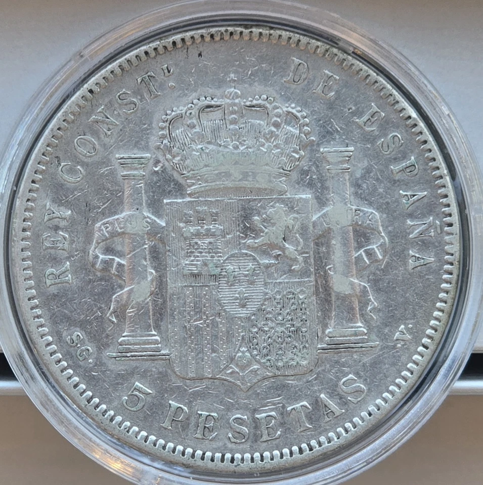 Spain 1898 (98) SG-V 5 Pesetas Silver Coin - Image 2 of 2