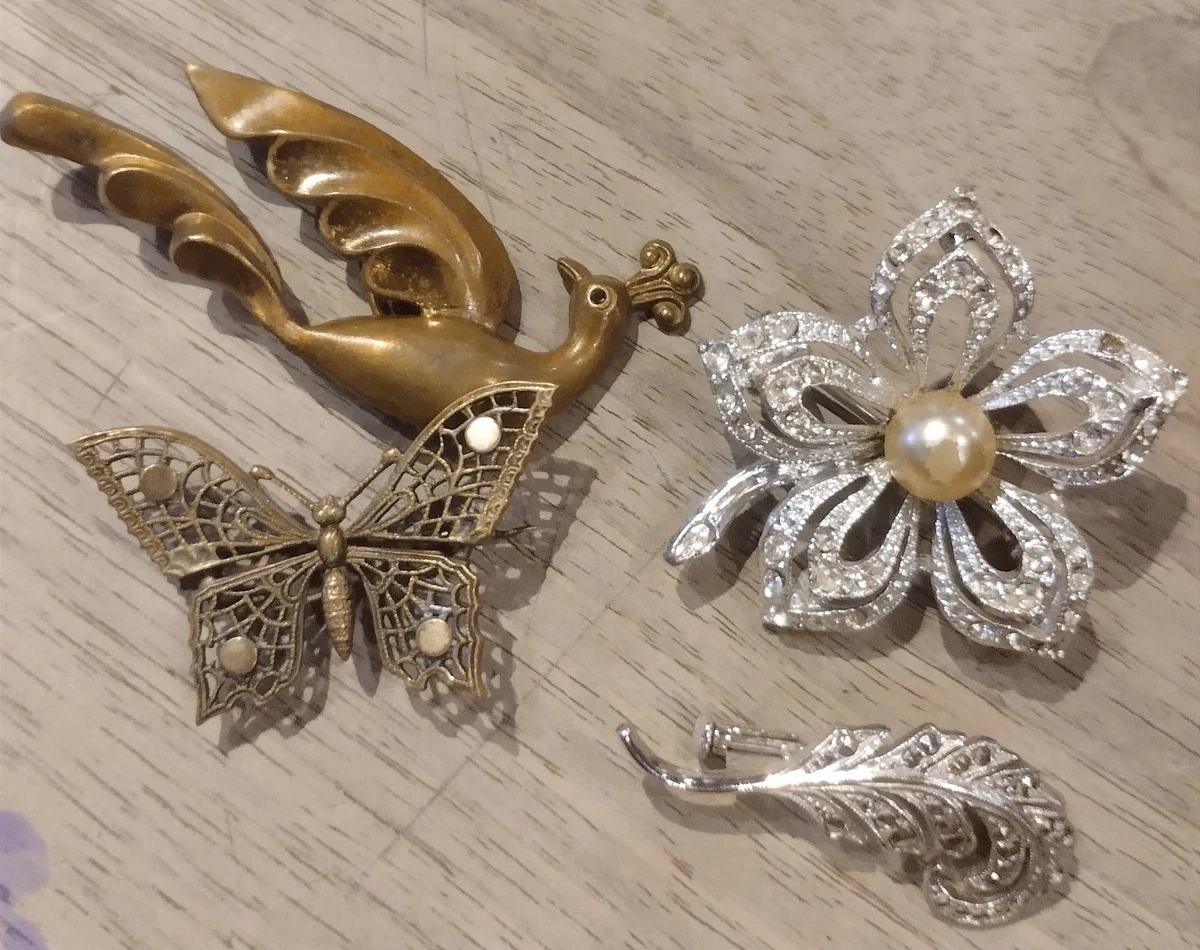 Broche Ancienne Vintage Dorée - Bijou Occasion TBE