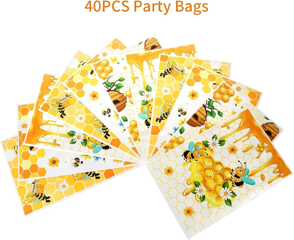 40 PIEZAS Bolsas para Favor de Fiesta de Abejas, Bolsa de Regalo Amarillo Girasol Lata Dulce Foto 3 de 4