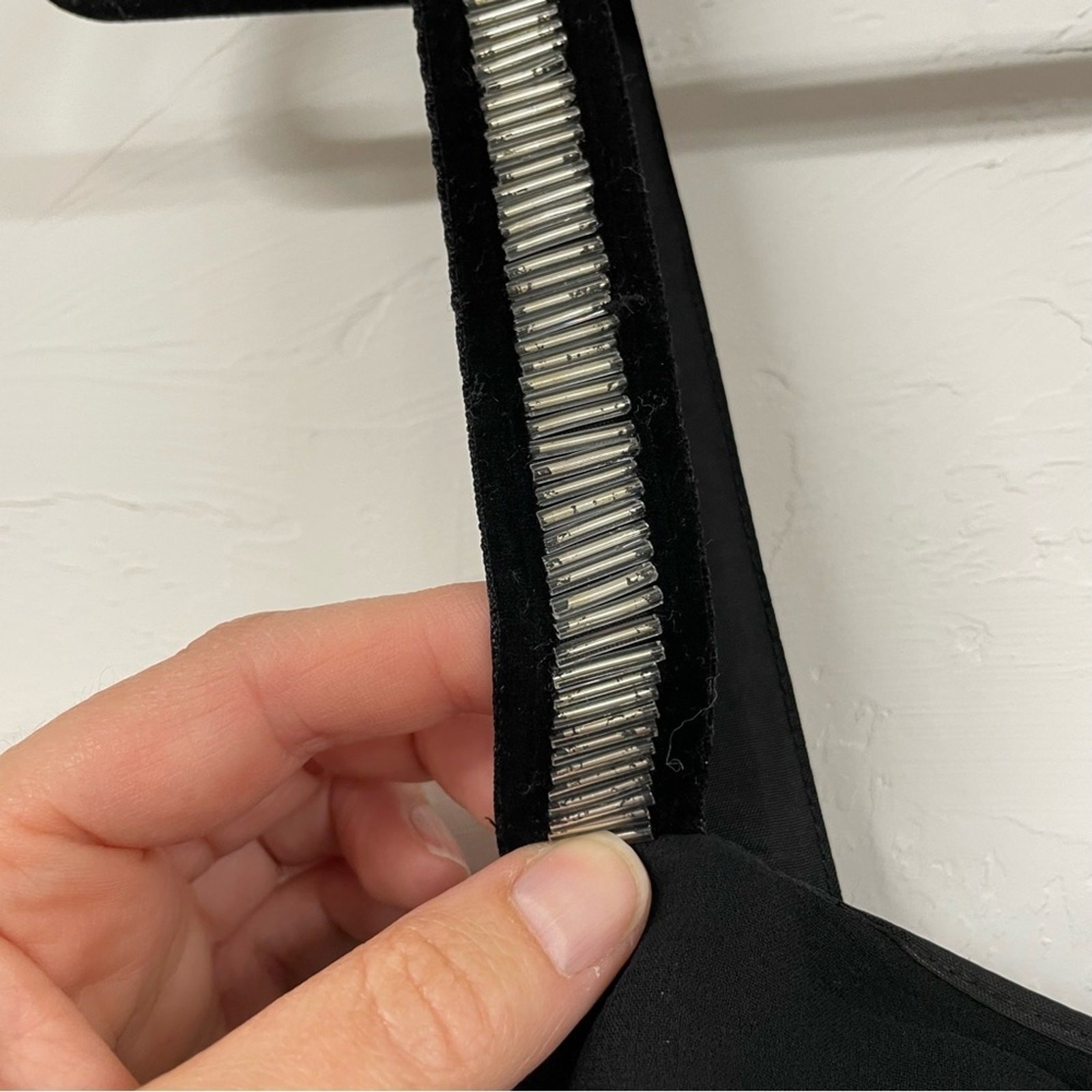 Mango Black Silk A Line Mini Dress Beaded Strap Y2K Womens 6 Party Babydoll thumbnail 4