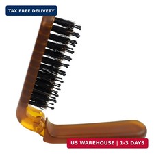 Travel Folding Hair Brush - Portable Pocket Boar Bristle Brush for Men, Women, a