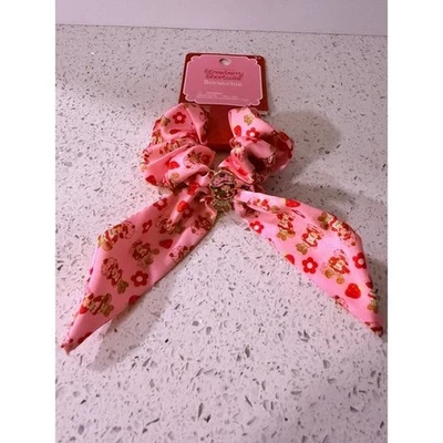 Strawberry Shortcake Pink Bow Scrunchie Hair Tie WildBrain Character Charm NWT - Image 1 of 3