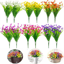 Siganorpy 12 Bundles of 6 Colors Artificial Flowers Outdoor UV Resistant Shru...