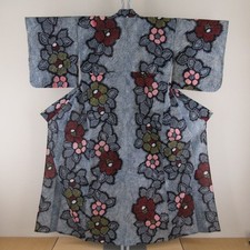 Yukata kimono Cotton Floral Navy 60.2inch Women's