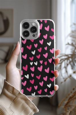 Handyhülle Valentinstag schwarz pink Herzmuster süß für iPhone 17 Galaxy06
