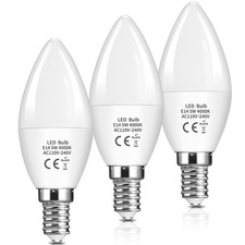 E14 LED Candle Light Bulbs 5W, C37 SES Small Edison Screw, Natural White