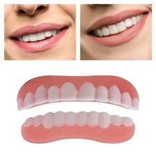 Smile Snap On False Teeth Upper Lower Dental Veneers Denture Tooth Cover Set-USA