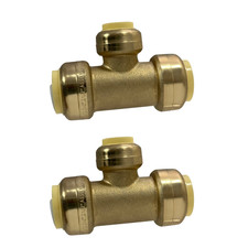 2 Pack XFITTING 3/4" x 3/4" x 1/2" Push Fit Tee, Push to Connect Tee, Lead Free
