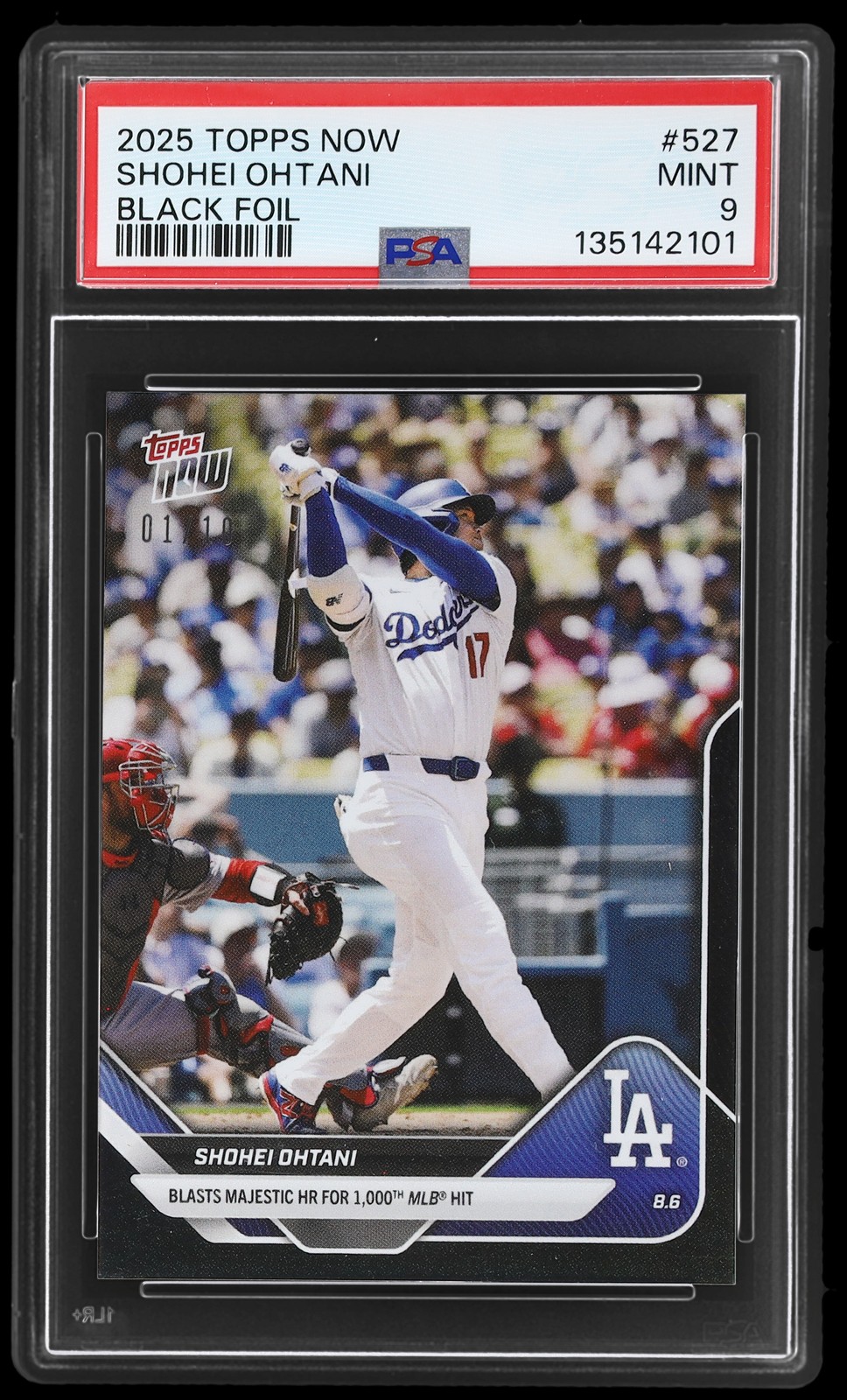 2025 Topps Now Shohei Ohtani #527 PSA 9 Black Foil 1/10 Baseball Mint