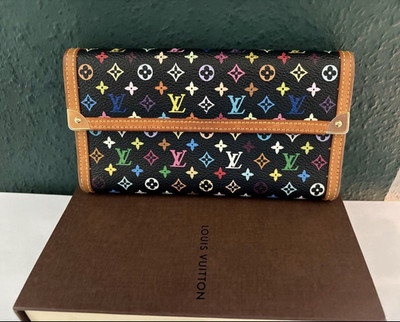 Louis Vuitton Monogram Multicolor Geldbörse Canvas Leder faltbar TH0093