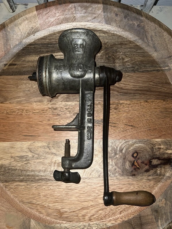 Keystone No. 30 Manual Clamp-On Cast Iron Meat Grinder w/ Handle, Clamp