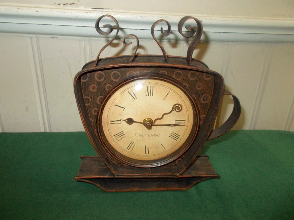 ESPRESSO COFFEE QUARTZ WALL/SHELF CLOCK KEEPS TIME! - Image 2 of 4