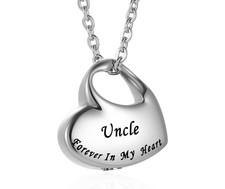 Cremation Urn Necklace for Ashes Urn Jewelry,Forever in My Heart Carved Locket,S