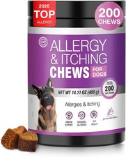 Dog Allergy Chews 200PCs - Dog Allergy and Itching Skin Relief Anti Itch 11/2027