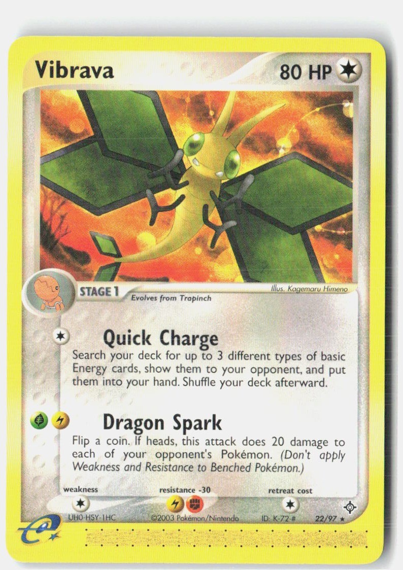 Vibrava 22/97 Rare Dragon Pokemon Near Mint