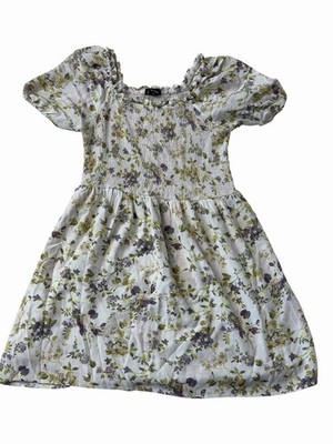 art class Girls A-Line Floral Puff Sleeve Smocked Dress White L 10/12