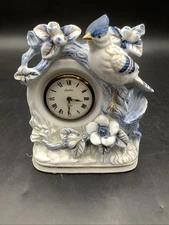 Landed Royal Craft Clock Blue And White Wind Up Made In Japan 7” X 6.5