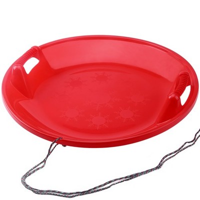 2Ft Red Snow Sled for Kids with 16.5ft Pull Rope & Handle Plastic Toboggan Sled