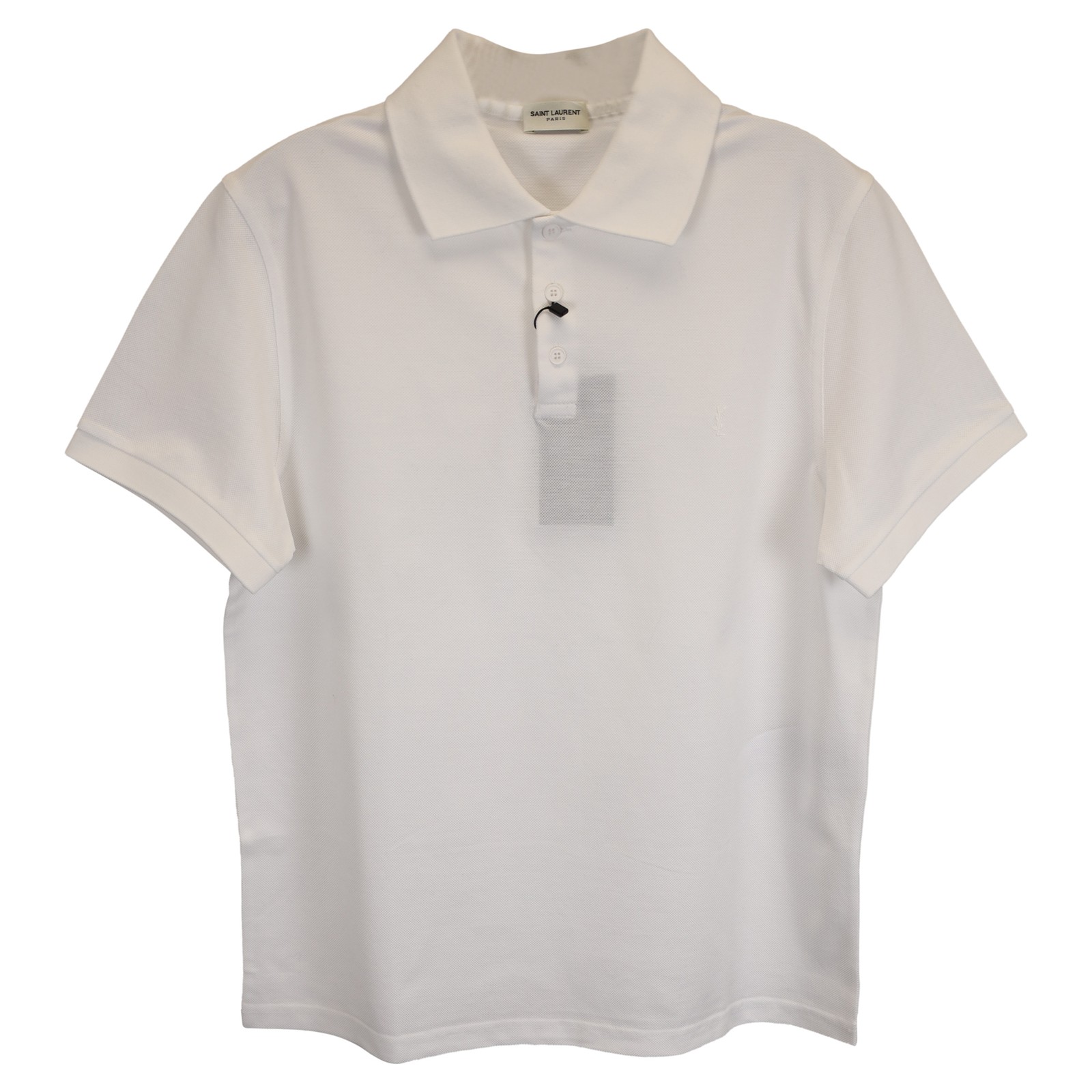 Polo Saint Laurent Paris Cassandre in cotone uomo bianca S