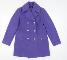 Wardrobe Essentials Women Purple Pea Coat Size 12