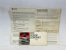 1970 Dodge Coronet Original Owners Manual Wconsumer Information Sheet 2 Pc Set