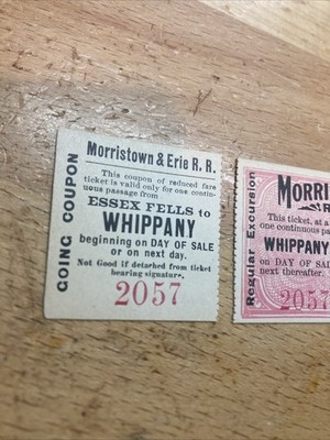 Early 1900s Morristown & Erie Railroad Ticket Pass Whippany To Essex Fells