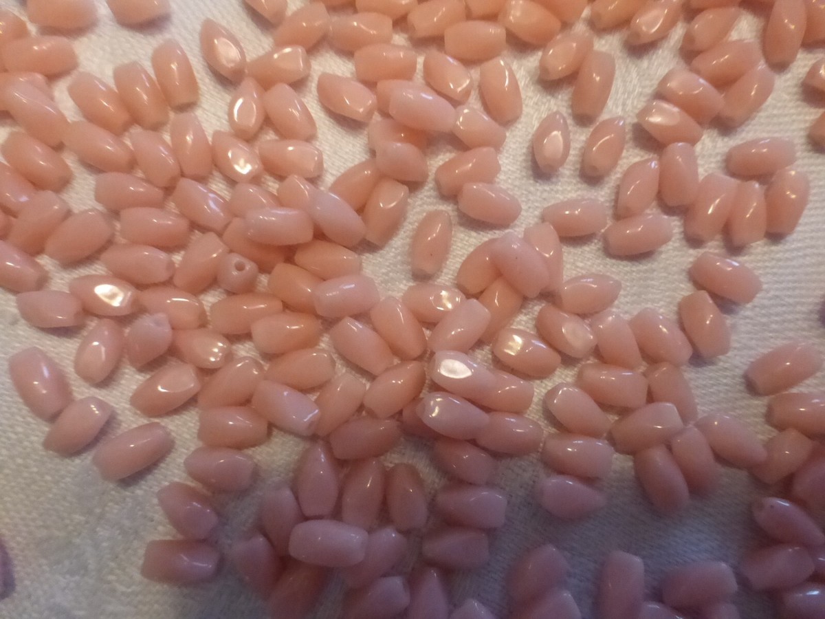 Lot De 300 Perles De Briare Anciennes Orange Corail - Forme Dent De Lait 8x5 Mm - Occasion