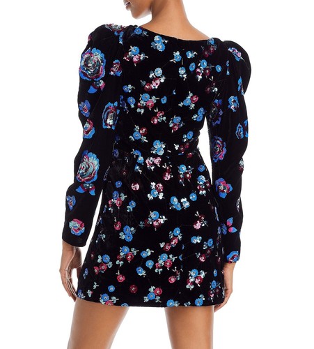 Sabina Musayev Women's Roserita Sequin Velvet Puff Shoulder Dress XS NO TAG B4HP - Picture 2 of 2