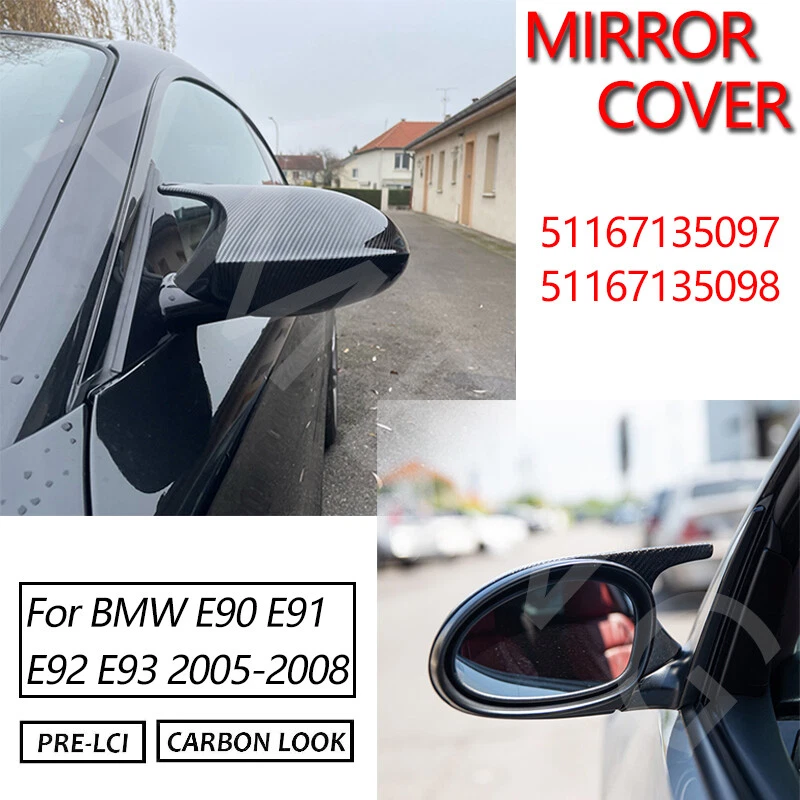 Tapa de espejo retrovisor lateral de fibra de carbono pre-LCI 2005-2008 BMW E90 E91 328i 335i C Foto 3 de 4