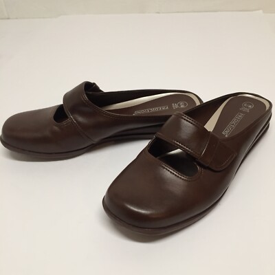 Predictions Womens Size 6.5 Brown Strap Mule Faux Leather Flats