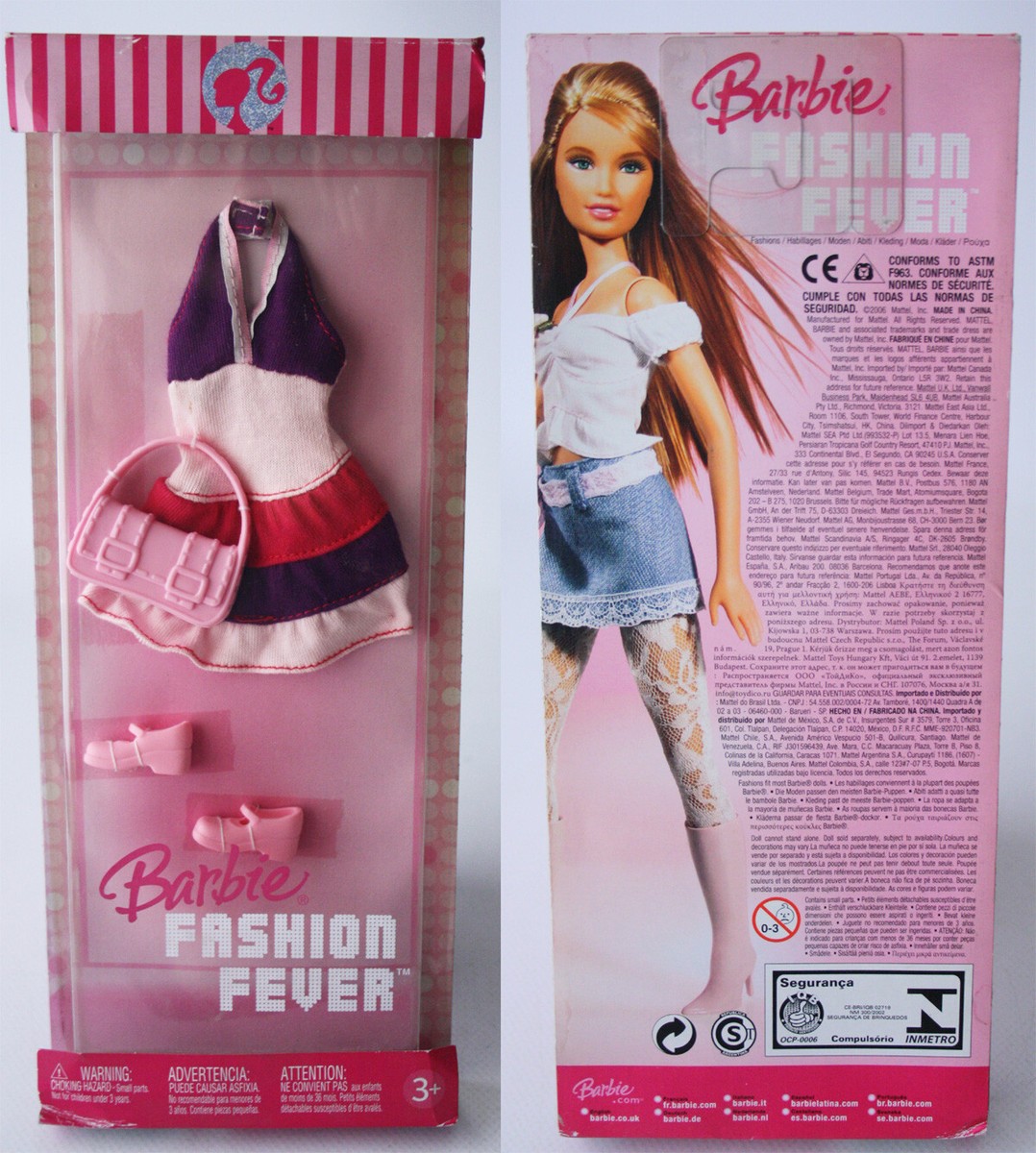 RARE 2006 BARBIE FASHION FEVER FASHIONS DRESS & SHOES L2240 L2244