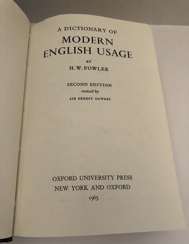 Vintage HCDJ A Dictionary of Modern English Usage H.W. Fowler 2nd Ed 1965 1st Pr - Imagen 5 de 12