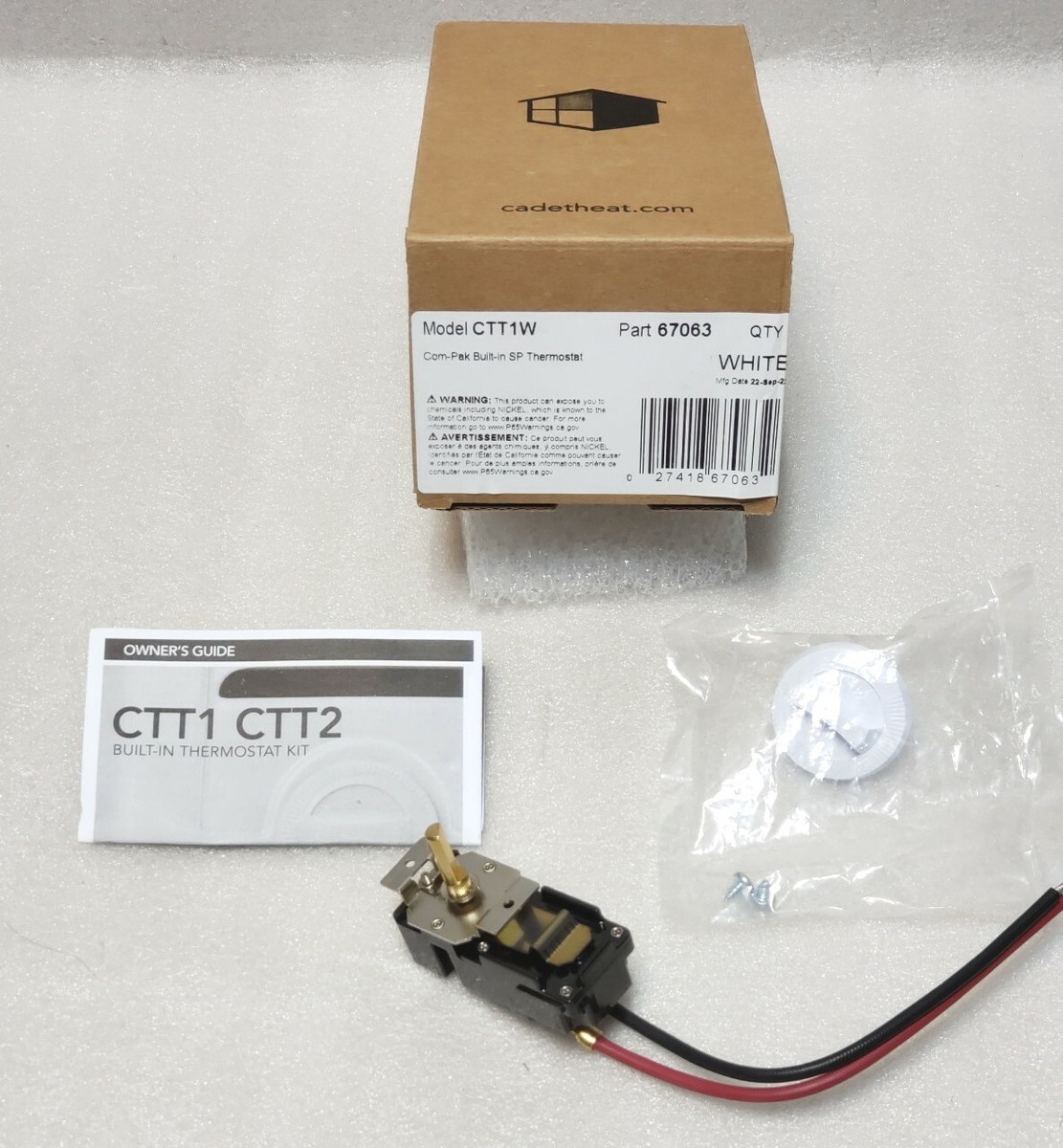 Cadet Heater Accessory Thermostat Kit 22 Amp Single-Pole Adjustable Dial  White | eBay