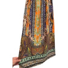 Hippie Floral Paisley Maxi Skirt Womens Large Multicolor Side Slits Fairy