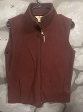Woolrich Womens Fleece Vest Size Small Maroon Full Zip Front Pockets Warm Cozy