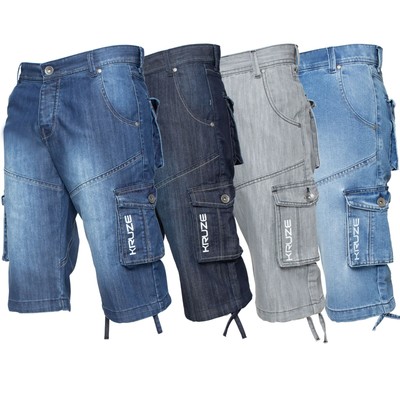mens blue jean cargo shorts