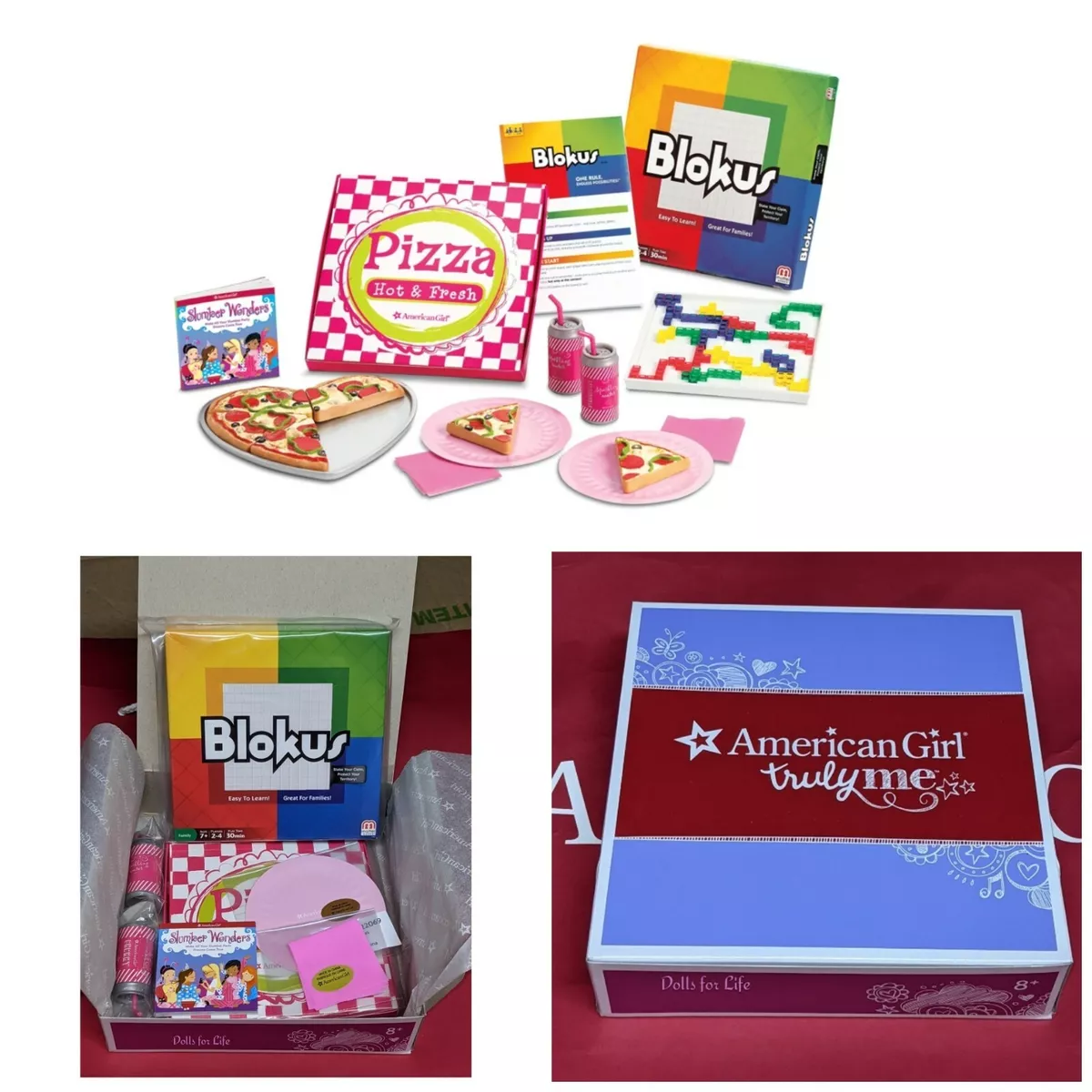 American Girl doll size Pizza Party Set Blokus Game NEW IN BOX Slumber Party
